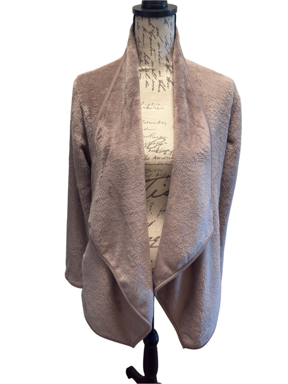 Draped Open-Front Cardigan Jacket - Dusty Taupe